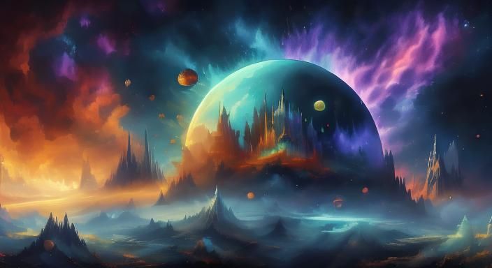 Bioluminescent Big Bang of Space Gods in Fractal Style