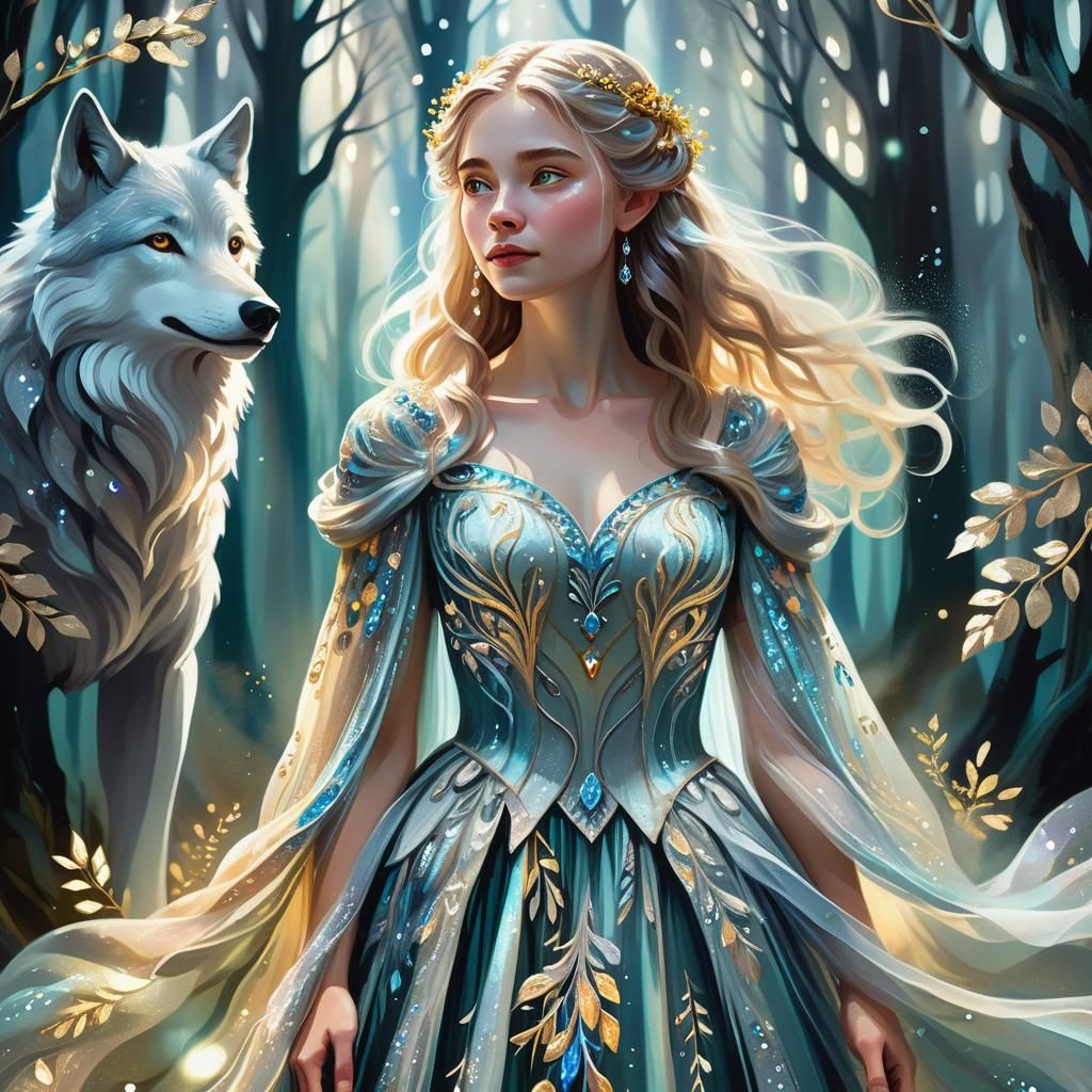 Ethereal Forest Portrait of Lydia in Gouache Style