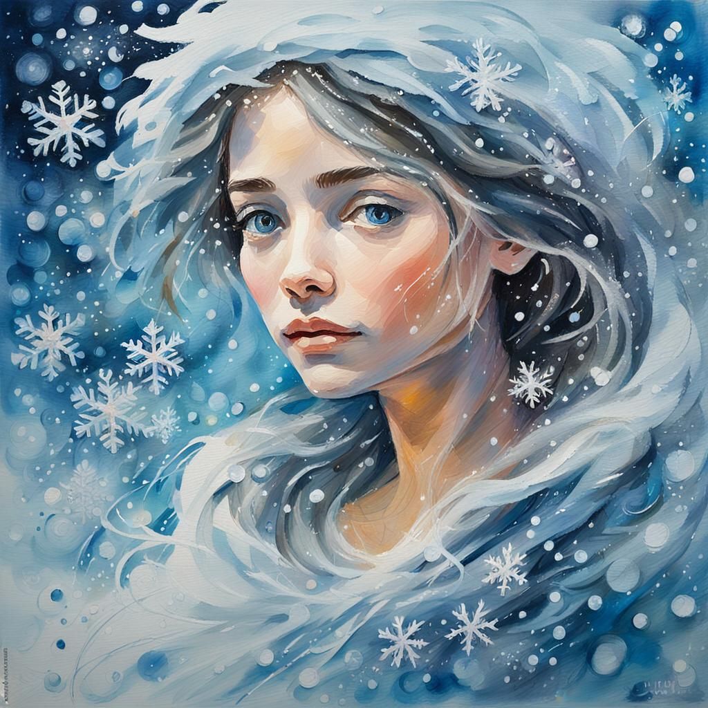Winter Fairy Crafts Snowflakes: Impressionist Gouache Waterc...