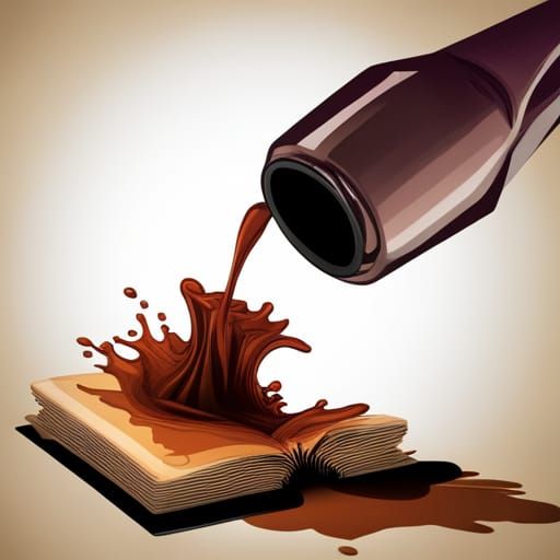 Ink Spill on Antique Book in Abstract Vector Style