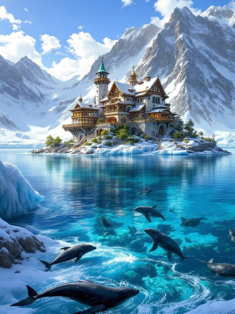 Majestic Palace Amidst Ocean Life