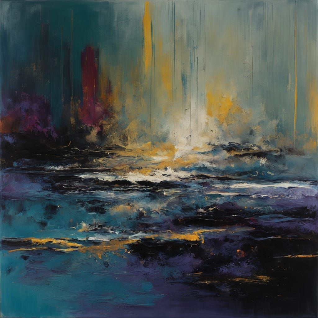 Euphoric Emotions in Vibrant Teal, Violet, and Gold