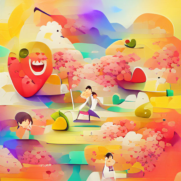 Colorful Japanese Concept Art: Love, Health, Happiness
