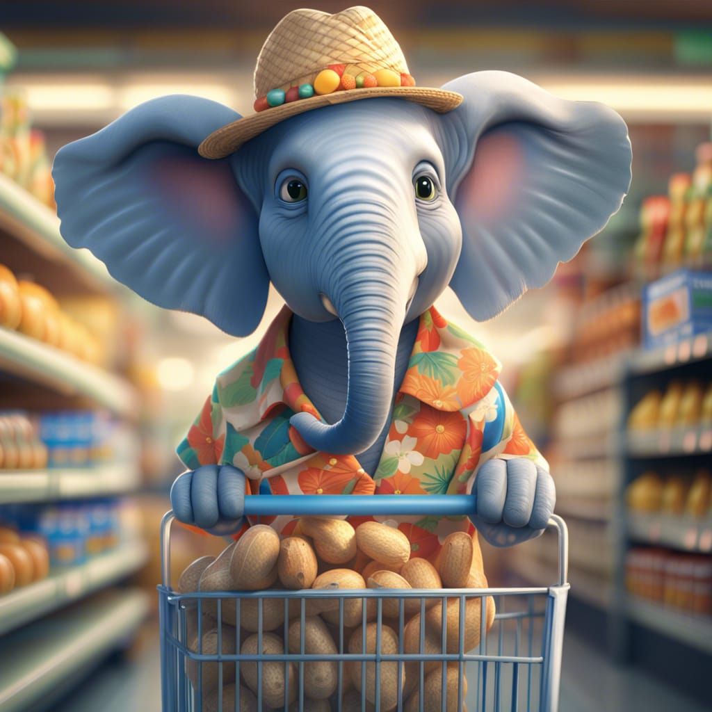 Pixar Elephant Buys Peanuts, Hawaiian Shirt
