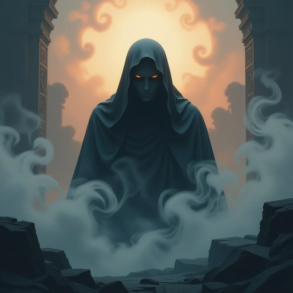 Haunting Man in Swirling Mist: Fantasy Concept Art