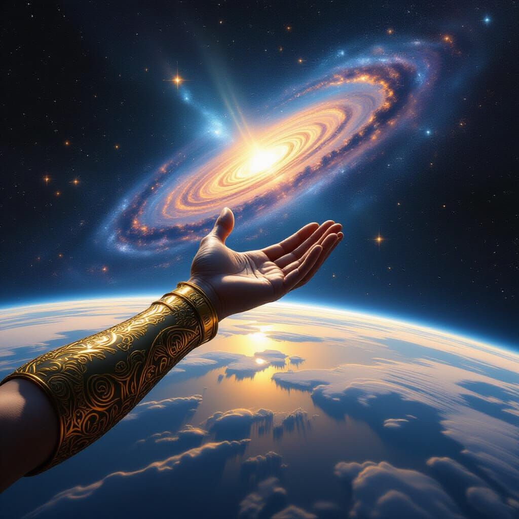 Earth's Arm Holds Universe in Cosmic Stewardship