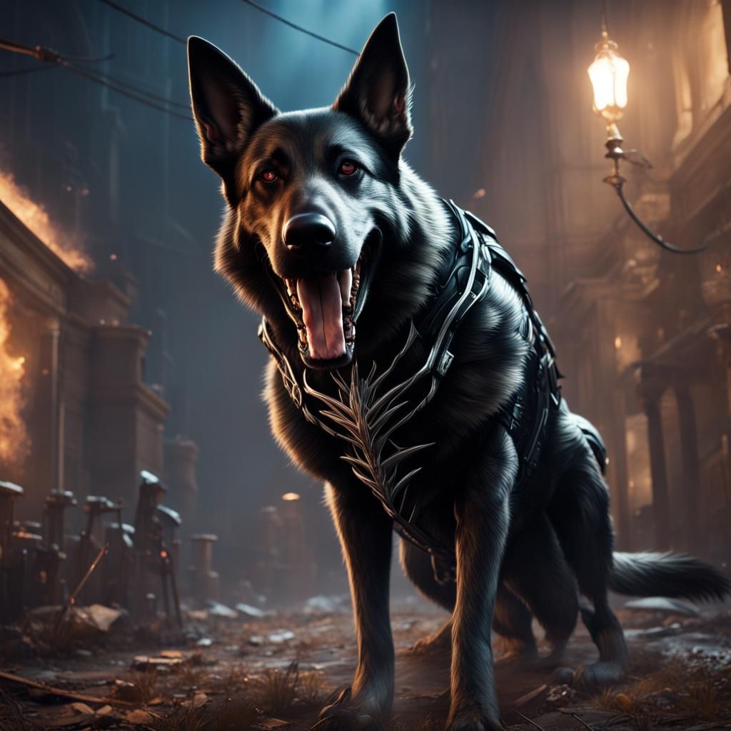 Venom took over a dog. Happy Halloween.