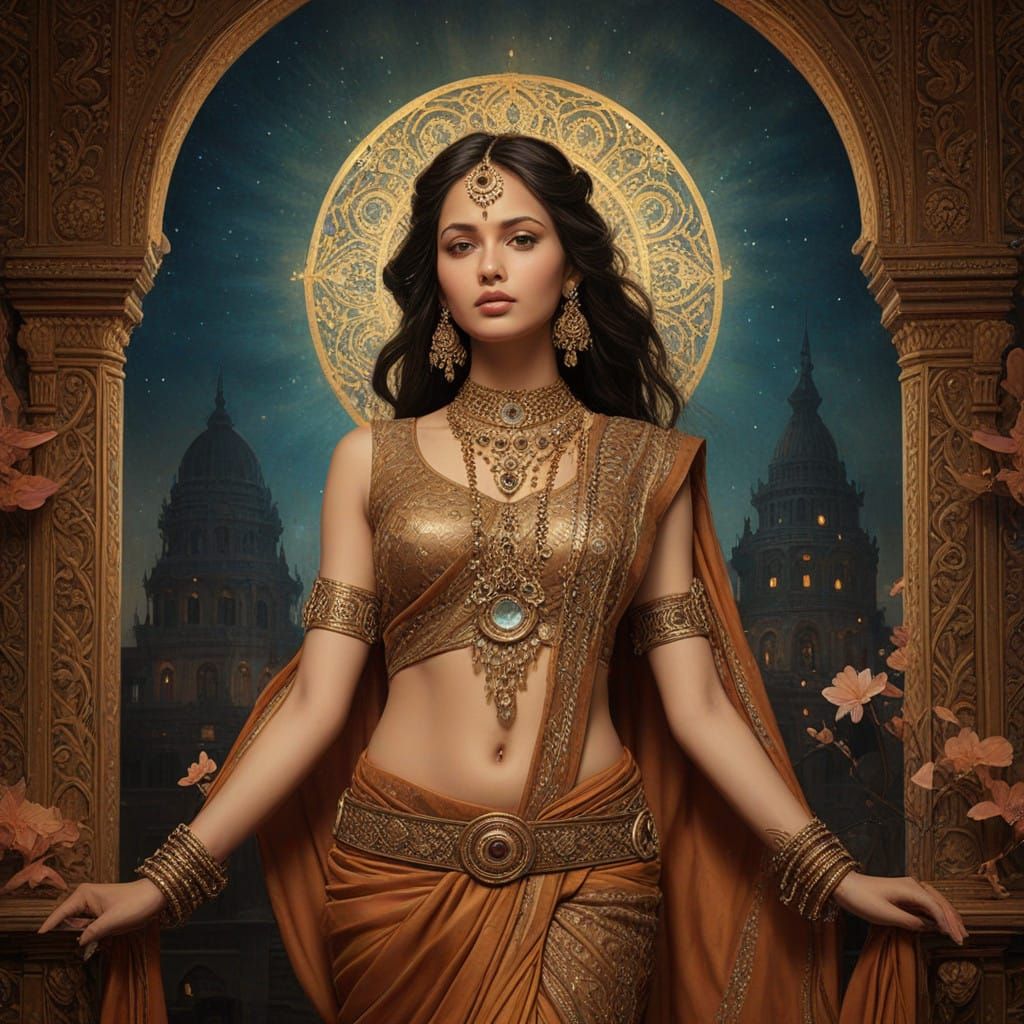 Steampunk Devdasi in Whirlwind of Jacaranda Blossoms