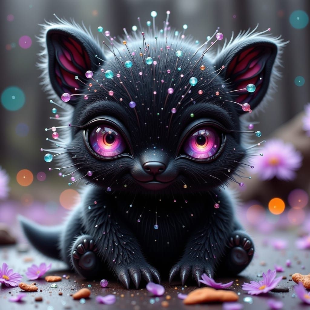Cute Black Fae with Rounded Features and Shimmering Eyes