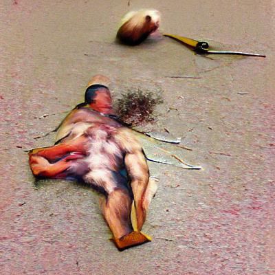 Graphic Image of a Disemboweled Man