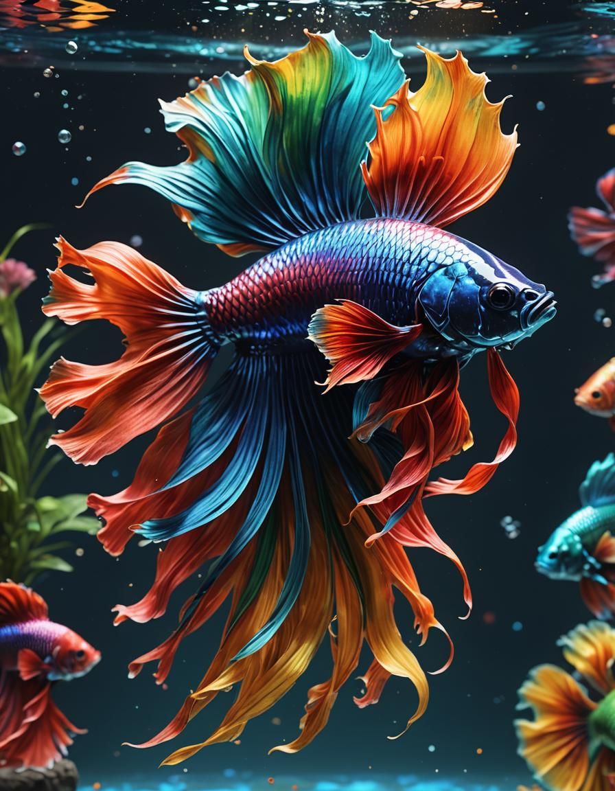 Majestic Bioluminescent Siamese Fighting Fish in 8K