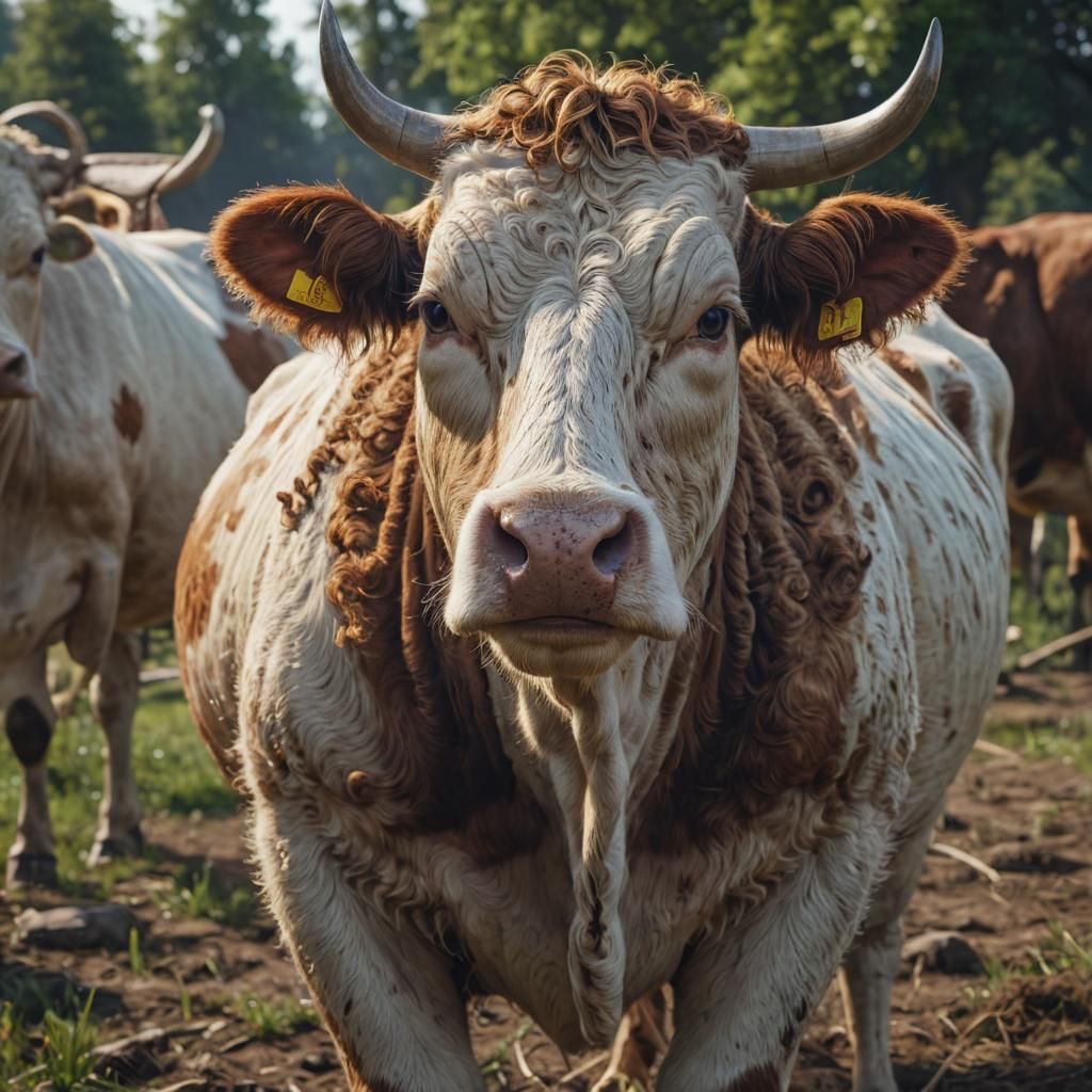 Highland Cow Portrait in Detailed 3D Rendering