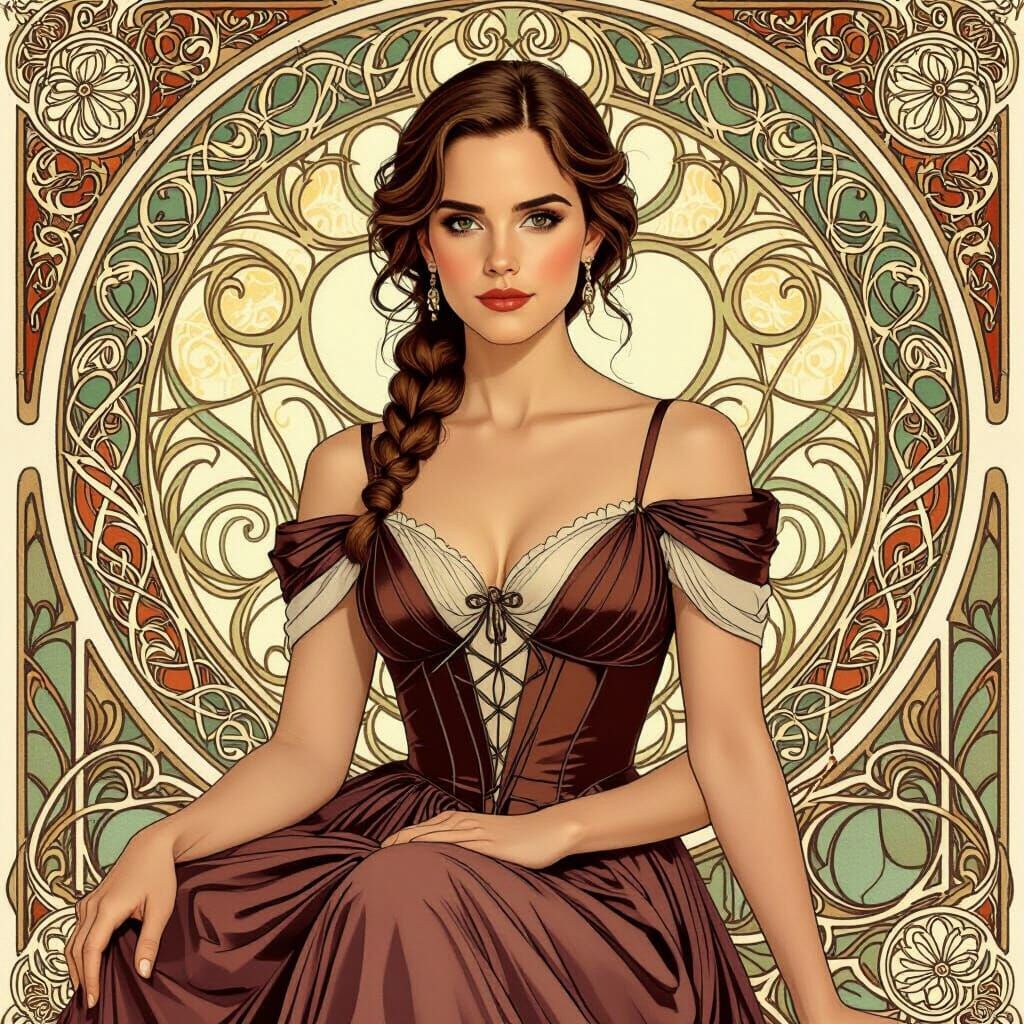 Emma Watson Portrait in Art Nouveau Style