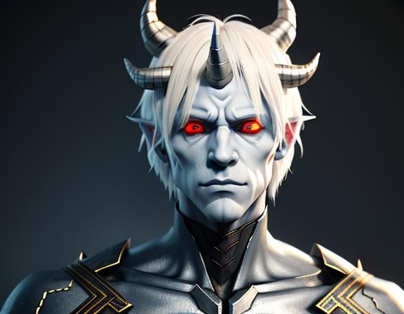 Anime Style Wight Demon with Platinum Hair
