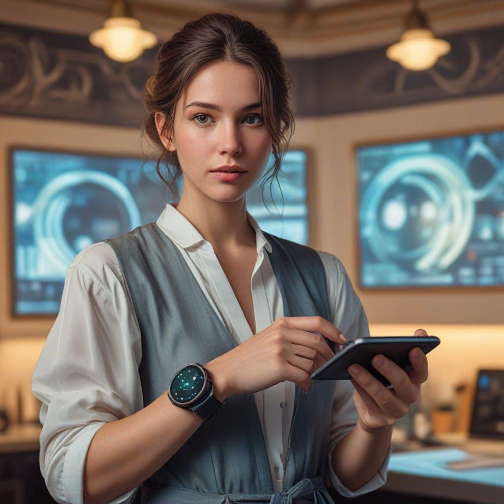 Futuristic Smart Homeowner in Concept Art Style