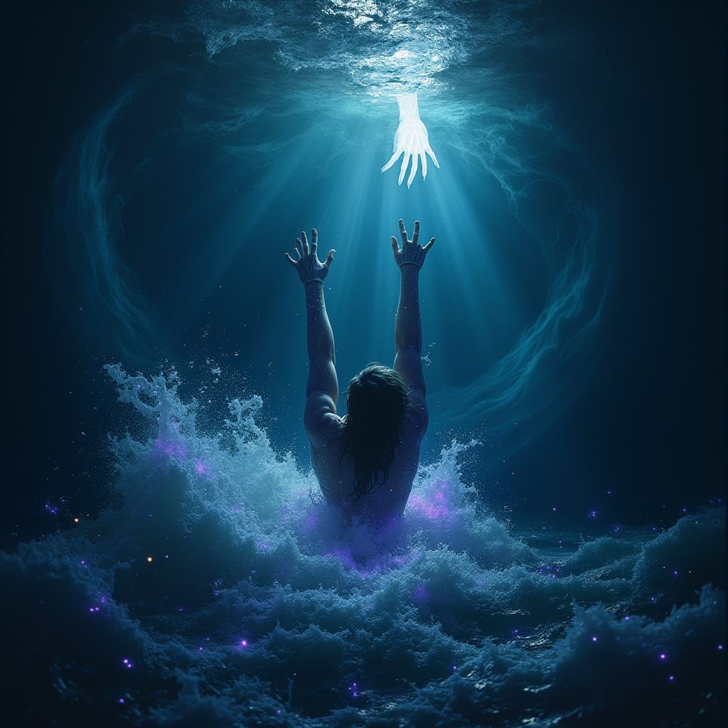 Tormented Figure in Turbulent Ocean Depths