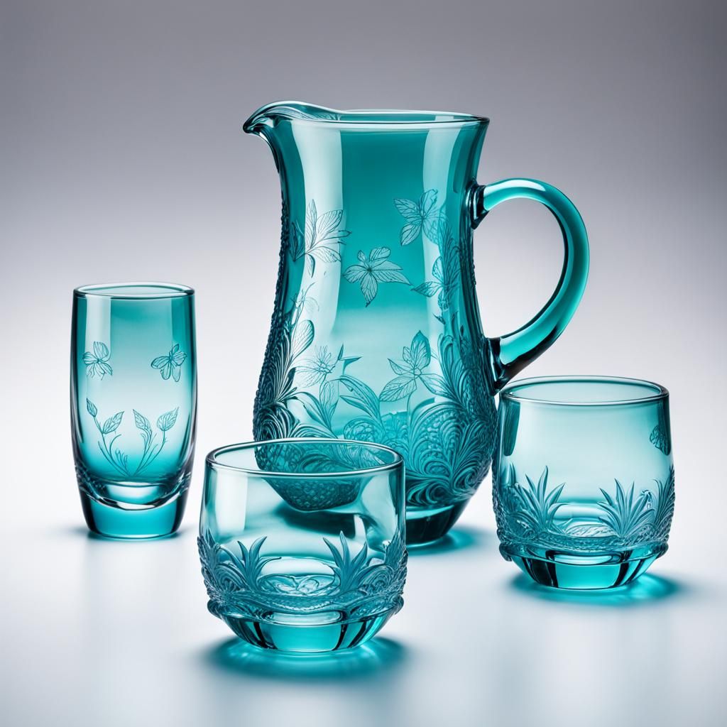Elegant Glass Tea Set, AI Generated Image