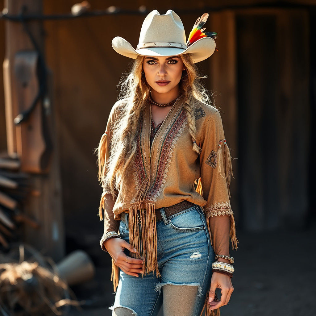 Native American Woman in Western Style
