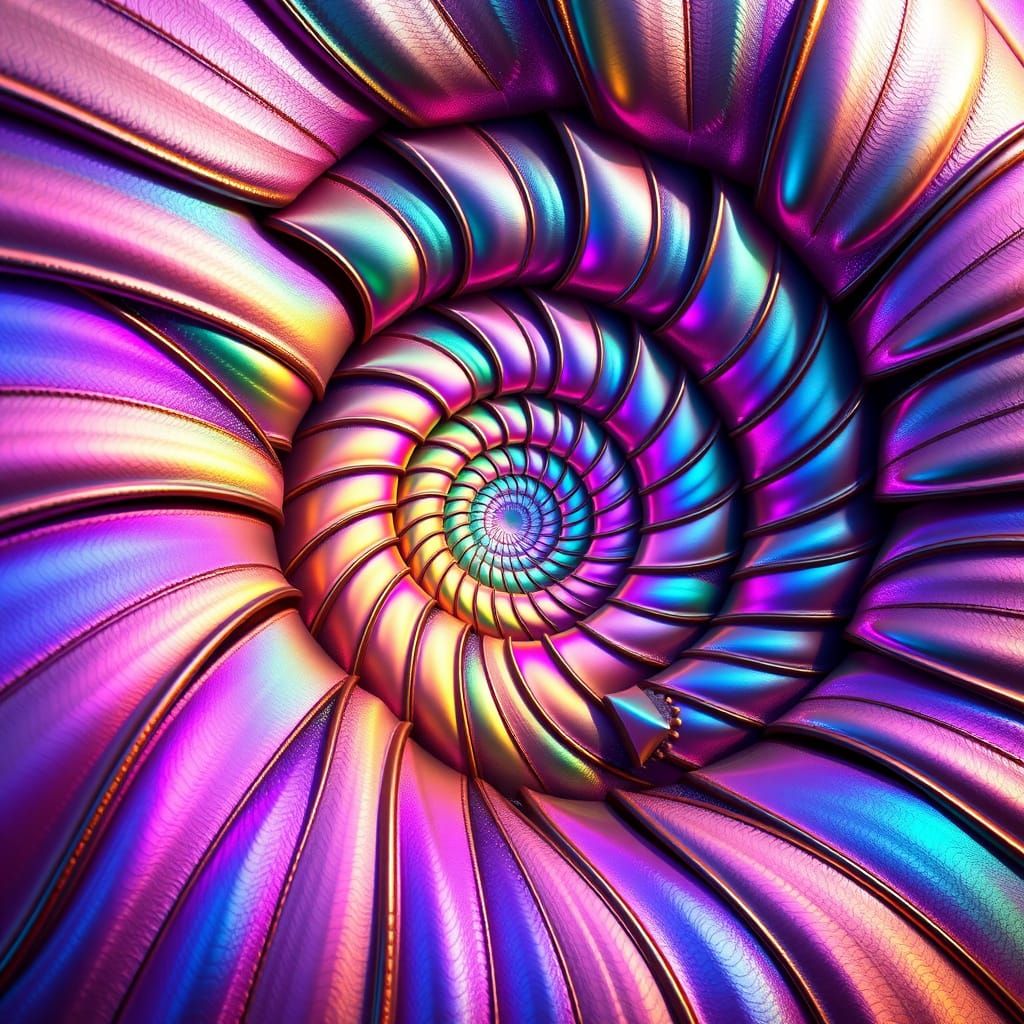 Surreal Butterfly Wings Unfold in Infinite Nautilus Pattern