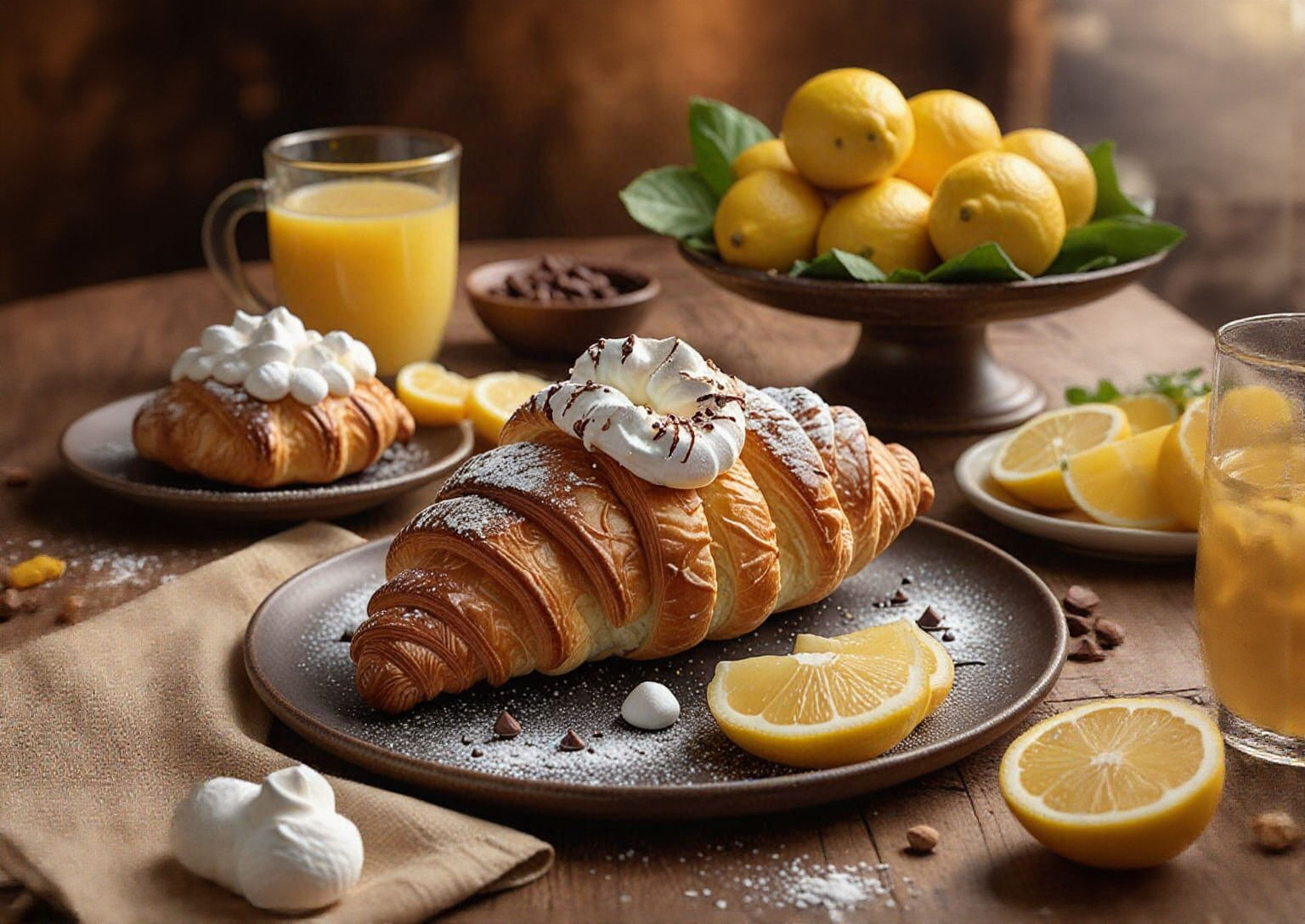 Decadent Croissant with Cream and Lemon Curd