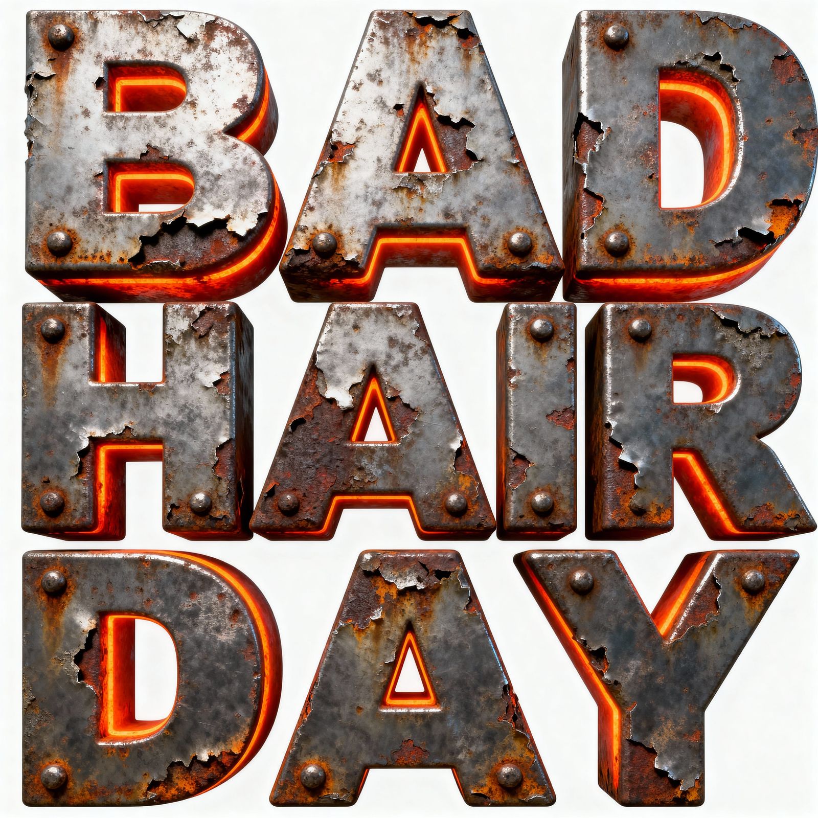 BAD HAIR DAY Movie Logo in Burnt Steel