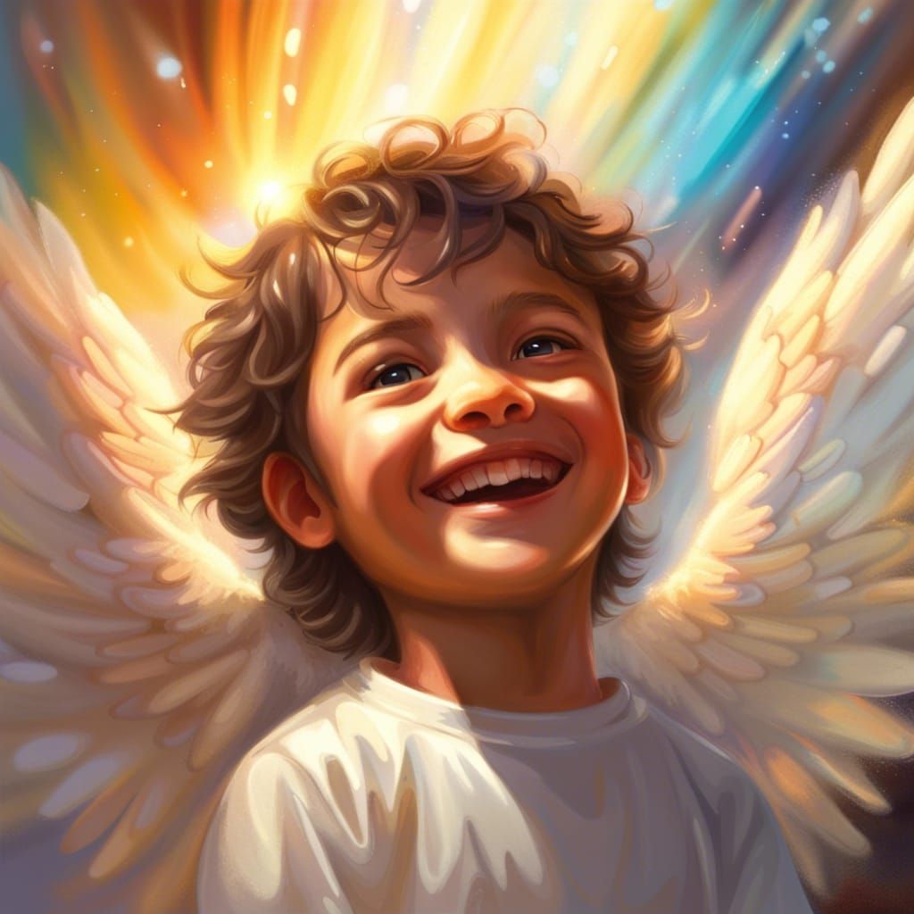 Benevolent Angel in Heavenly Light: Hyperrealistic Splash Ar...