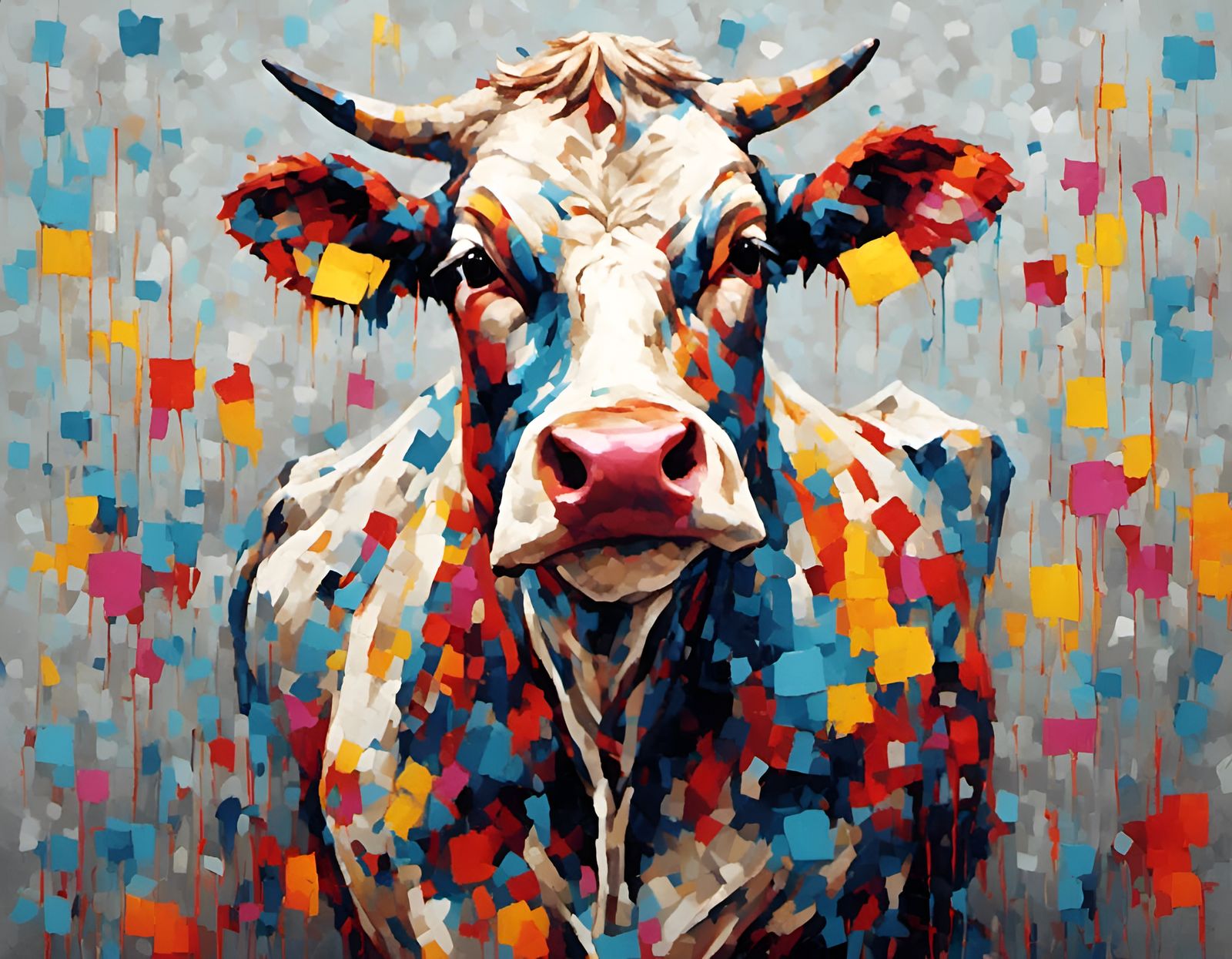 Colorful Confetti Cow in Pop Art Style