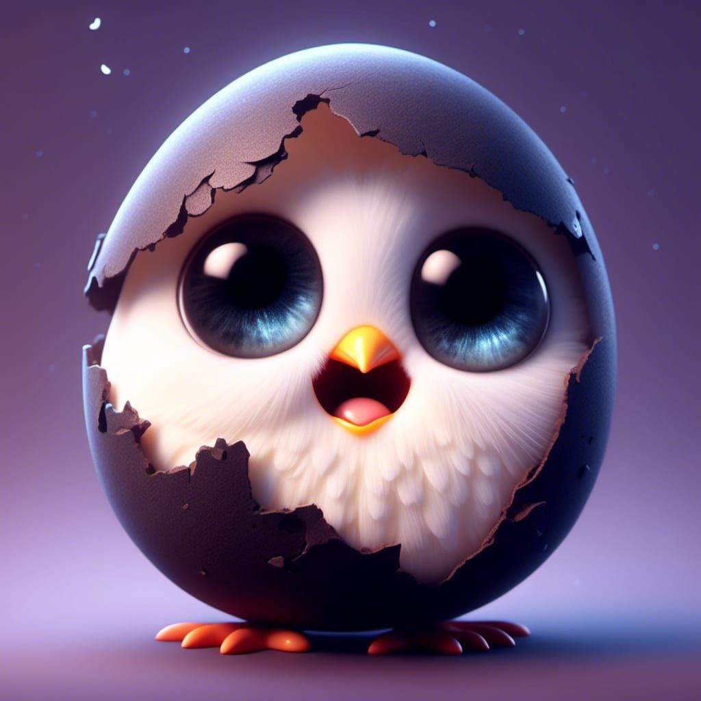 Adorable Anthropomorphic Egg in Moonlight