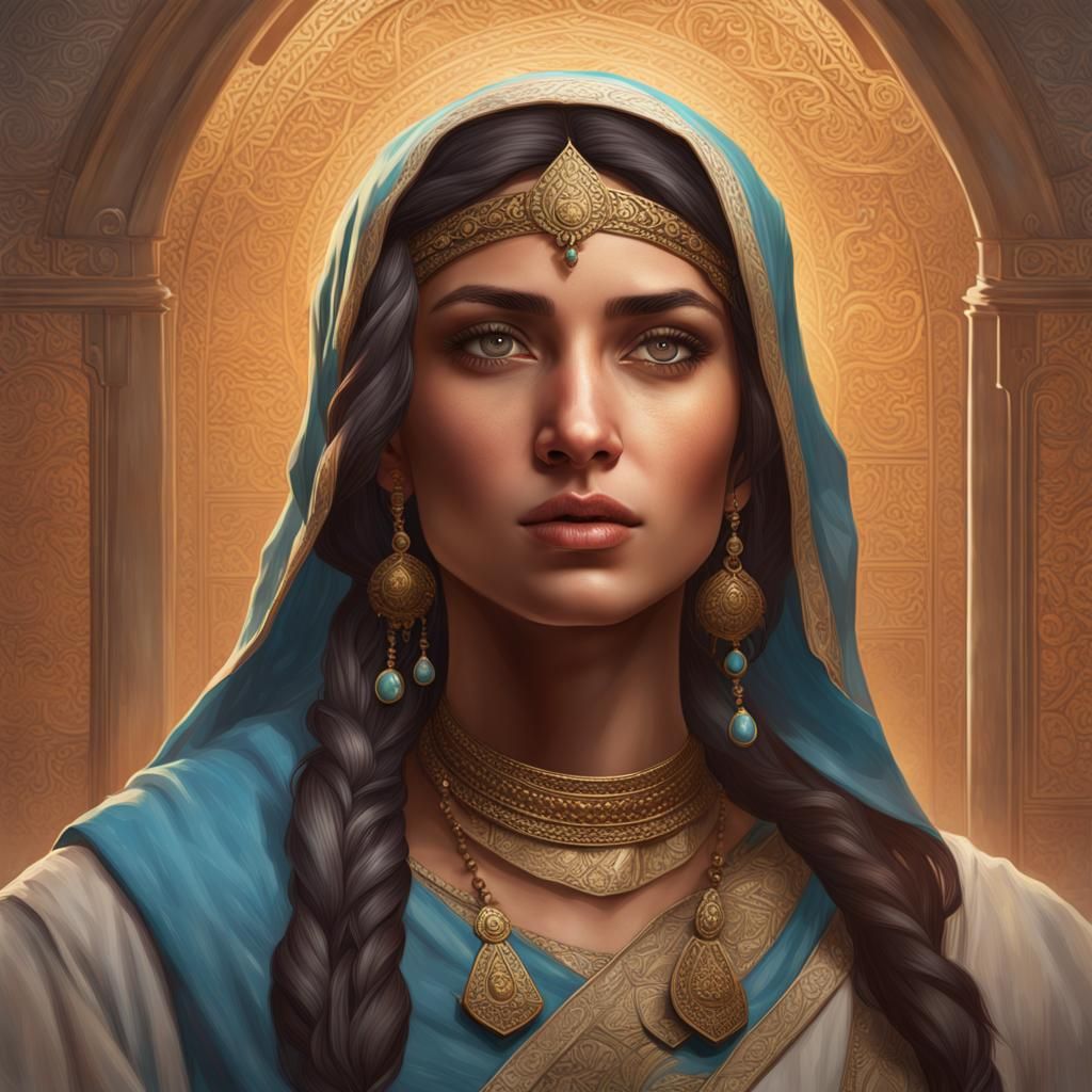 Middle Eastern Woman Portrait in Hyperdetailed Style