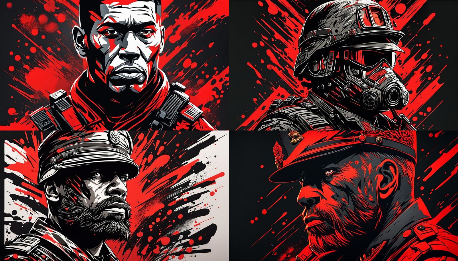 Military Cartoon Animal in Red, Splash Art Style