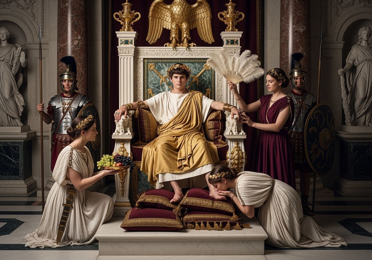 Emperor Caligula on His Ornate Throne