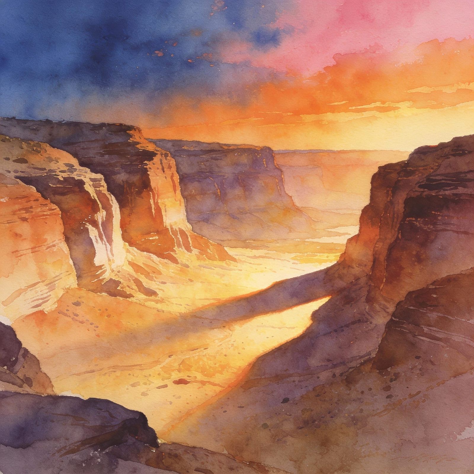 Watercolor Canyon at Dusk