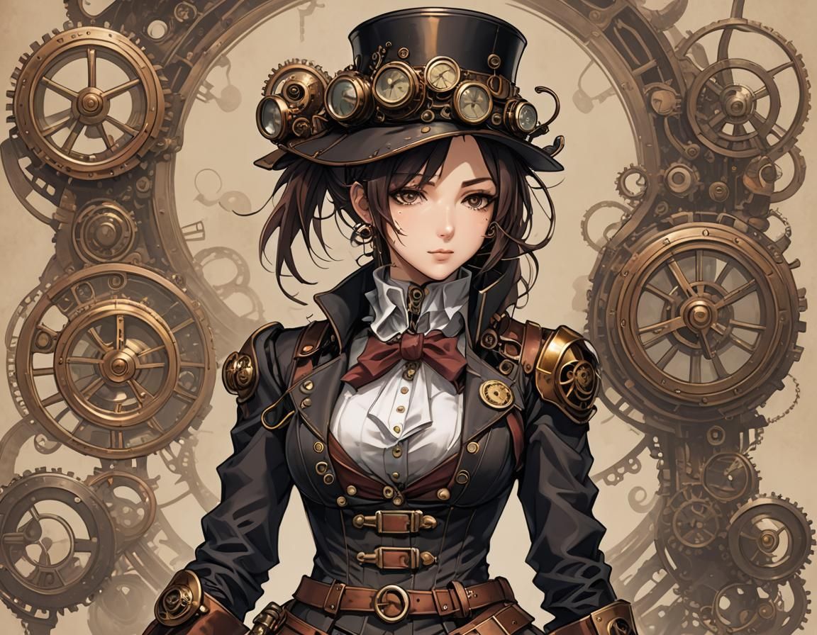 Anime Girl in Steampunk Suit