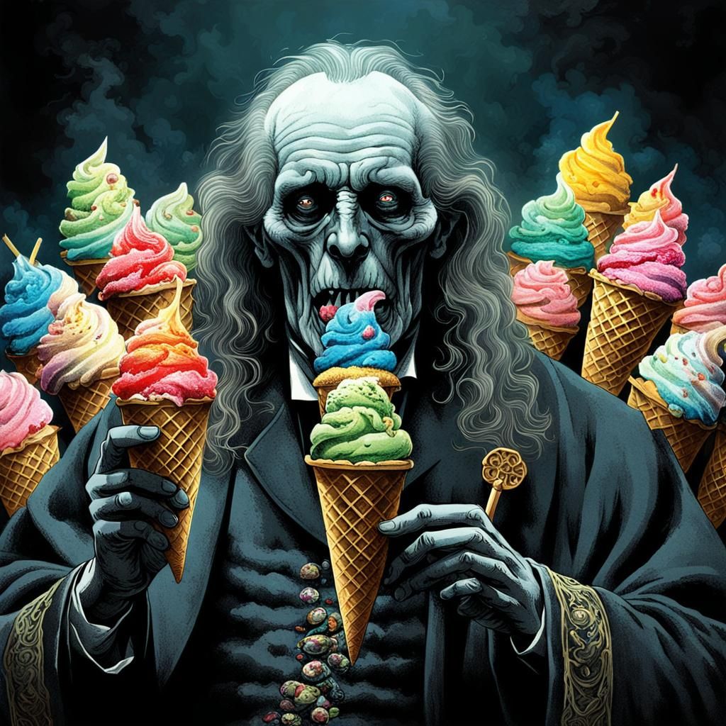 Keeper of Souls Eats Ice Cream, Horror Art