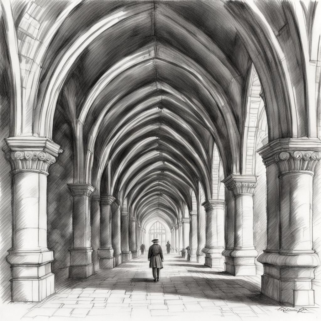 Pencil Sketch of Archduke Archie Under Arches