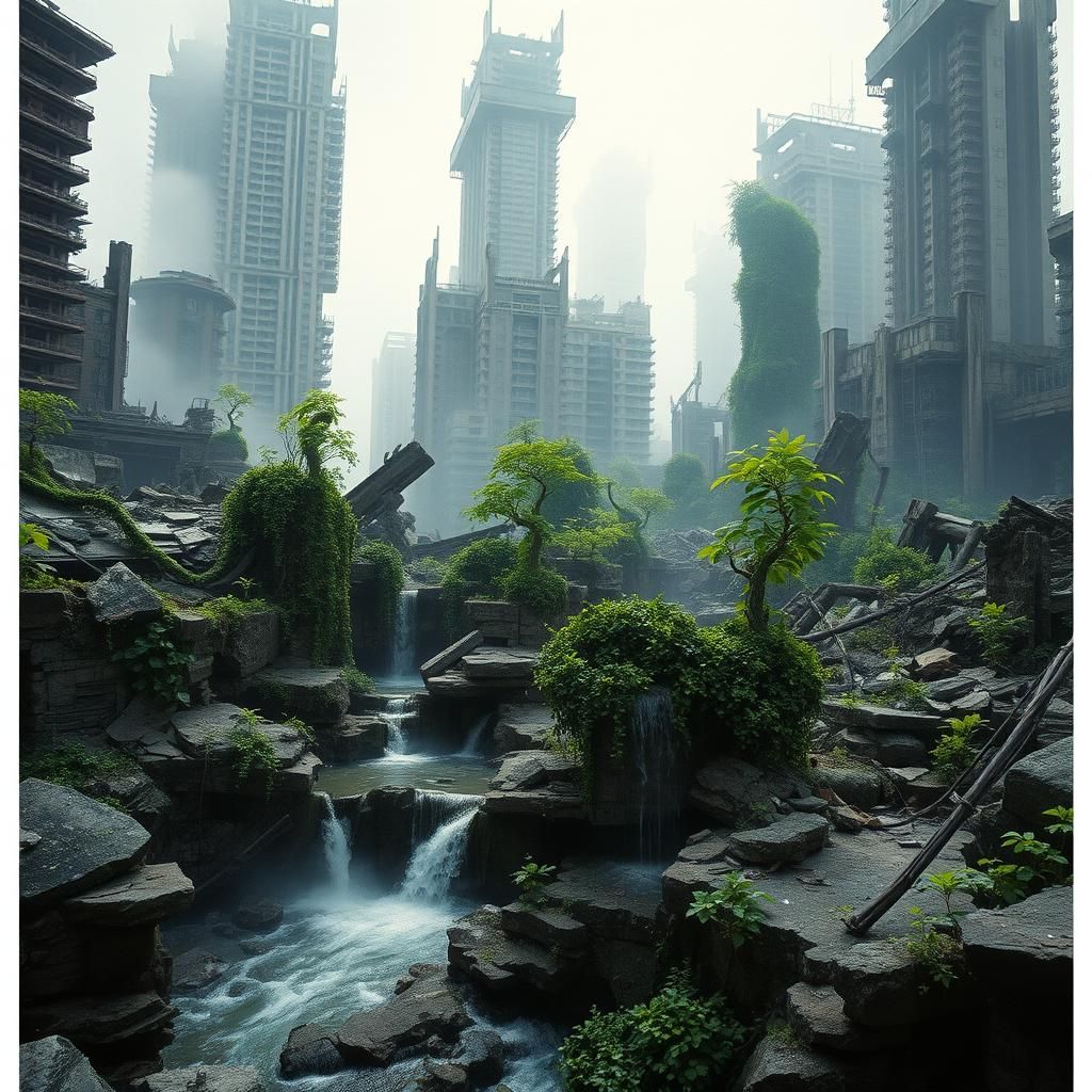 Post-Apocalyptic Metropolis Reclaimed by Nature