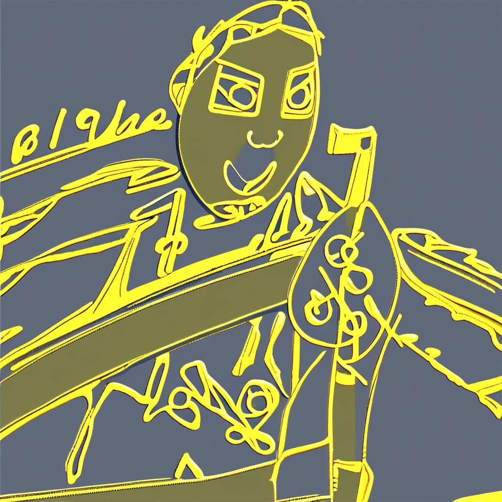 Anime Dad Mending Bike, 3D Art with Golden Lighting