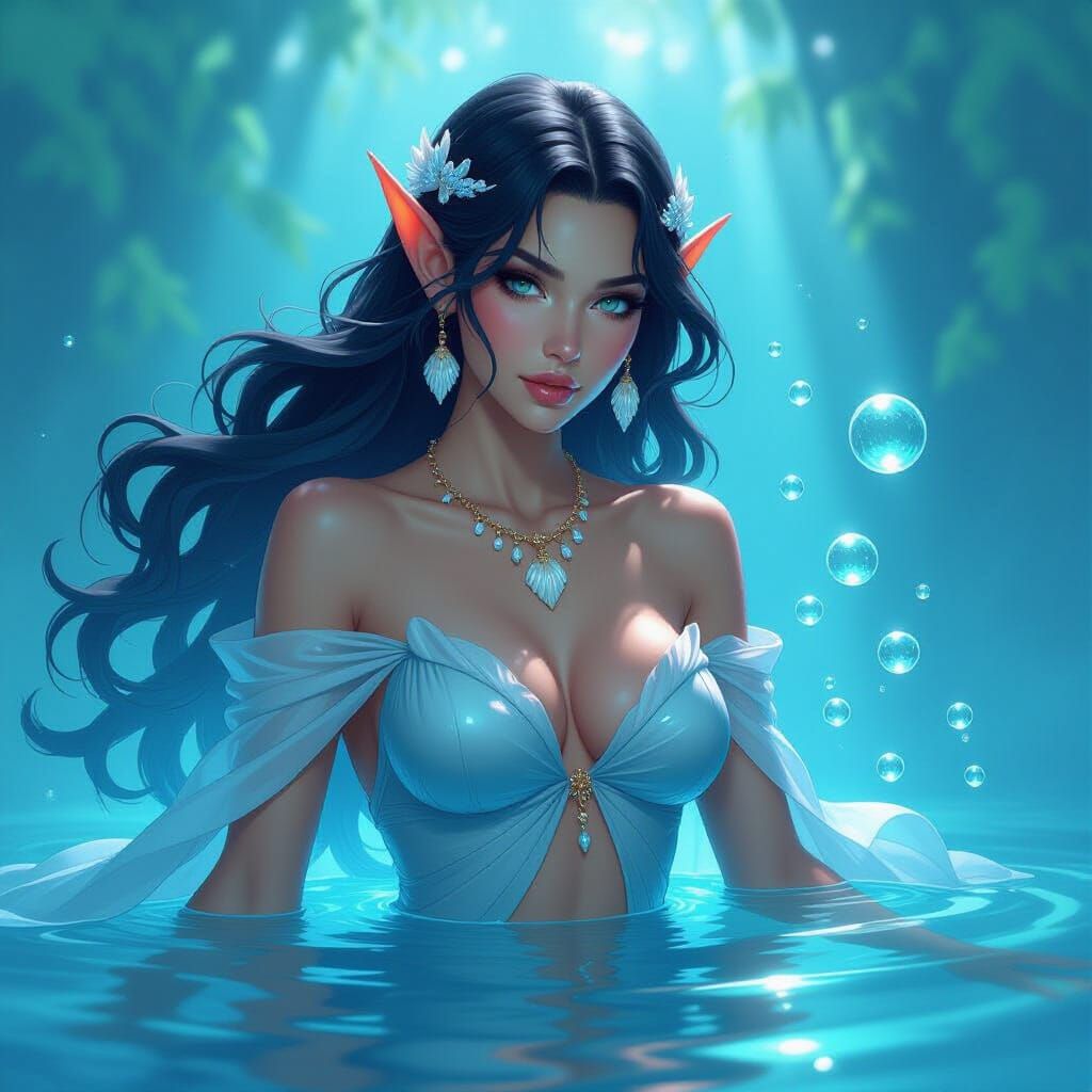 Water Elf in Dynamic Comic Art Style