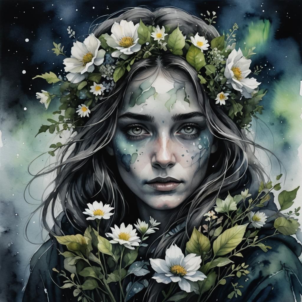 Monochrome Portrait: Woman Embracing Earth