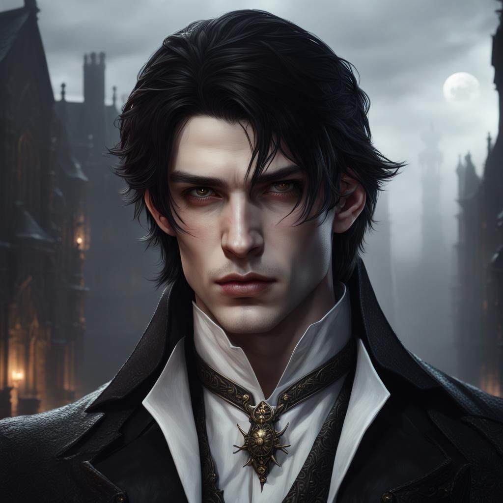 Handsome Vampire Prince in Detailed Matte Painting