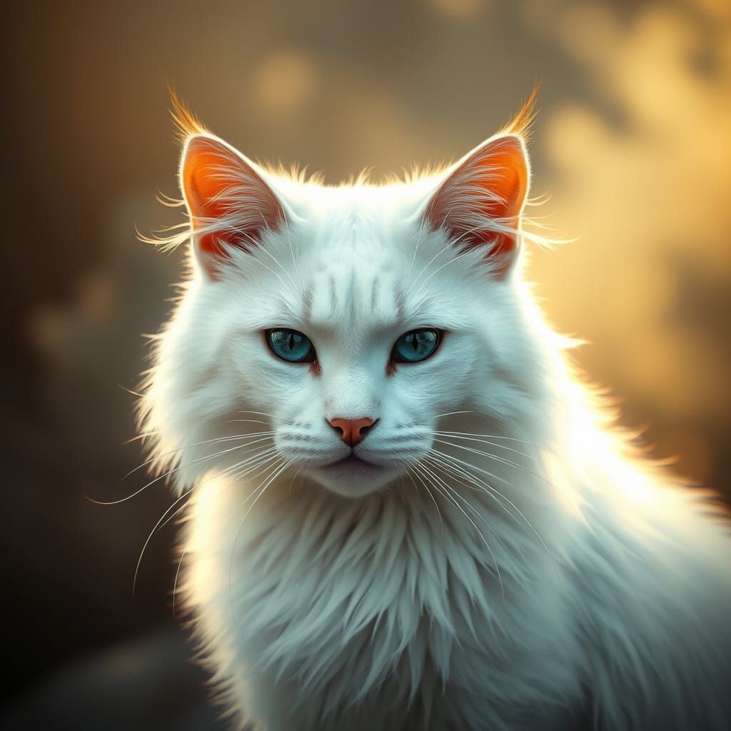 Regal White Feline in Whispering Mist