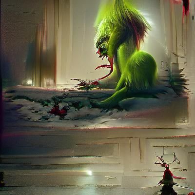 Sinister Grinch Portrait in Dark Style