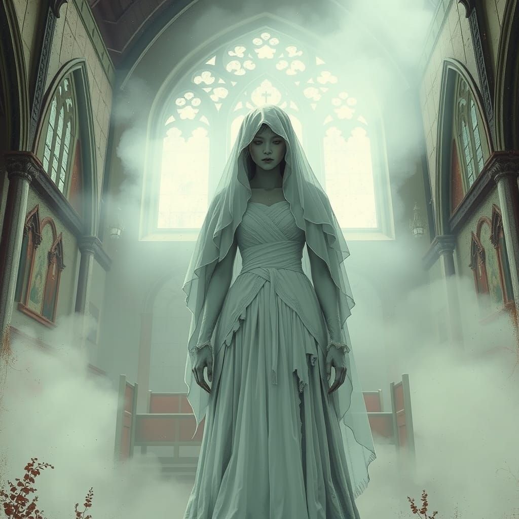 Haunting Ghost Bride in Abandoned Church