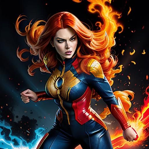 Jean Grey as Phoenix: Heroic Comic Book Art