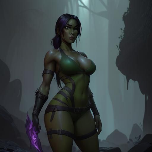 Shego as Lara Croft: Dark Fantasy Concept Art