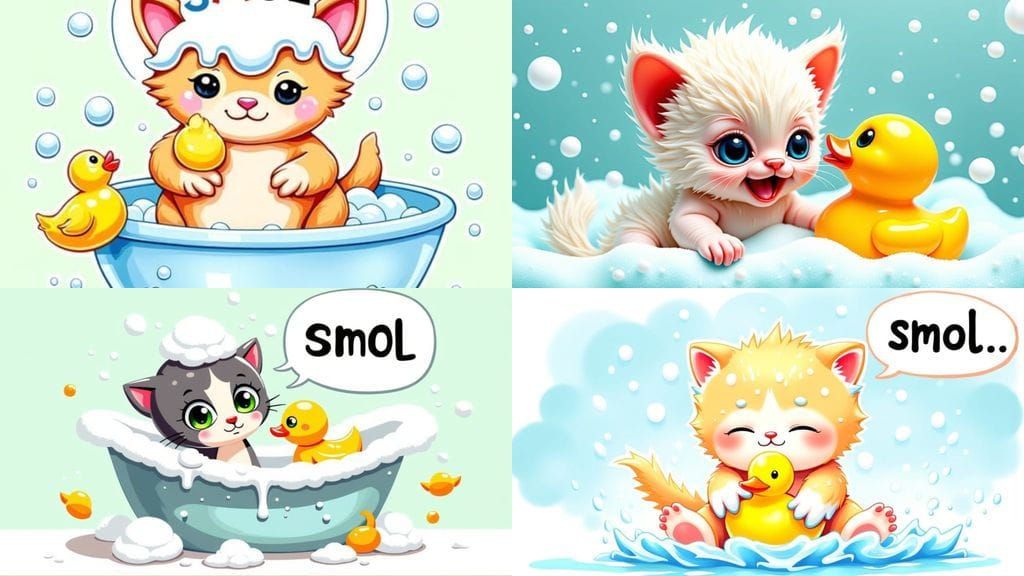 A Kitten's Playful Bath Time with a Rubber Duck