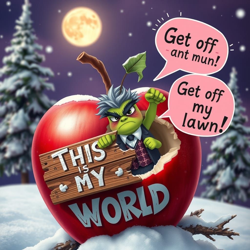 A Crimson Apple Defiantly Declares Its Territory in Cyberpun...