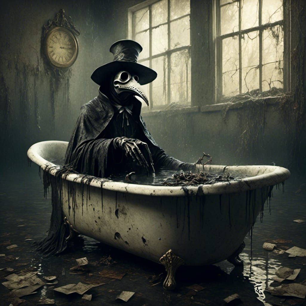 Plague Doctor Bathtub Scene