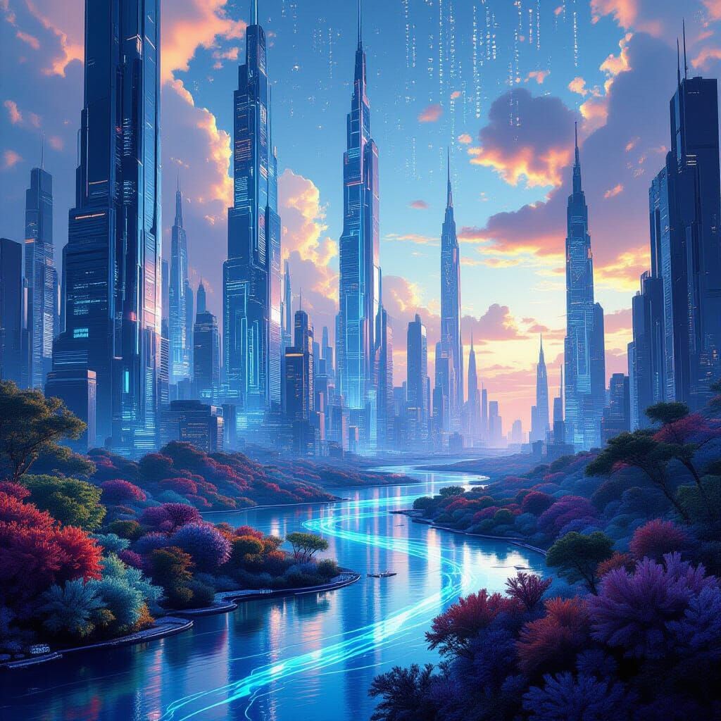 Futuristic AI Core Envisioning Cyberpunk Dreamscape