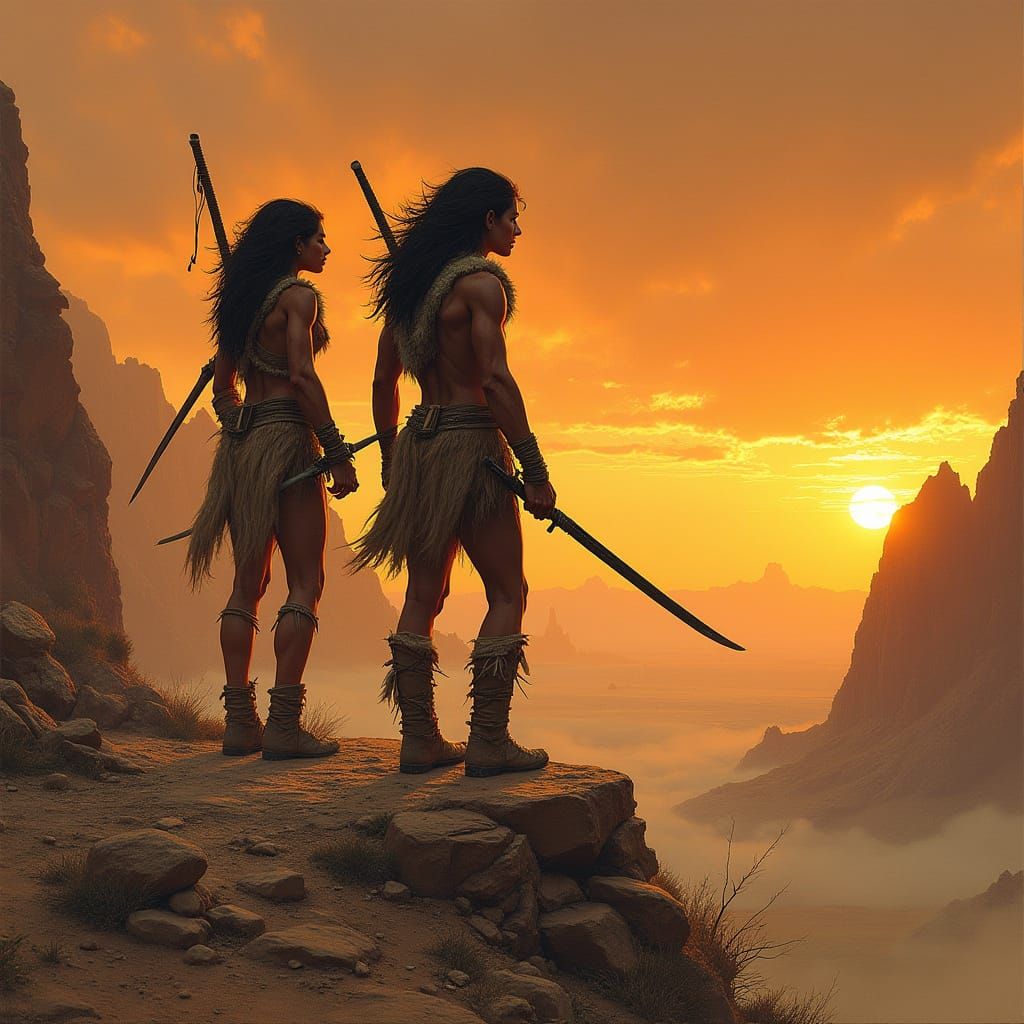 Sun-Baked Warriors Stand Vigilant on Rocky Badlands Outpost